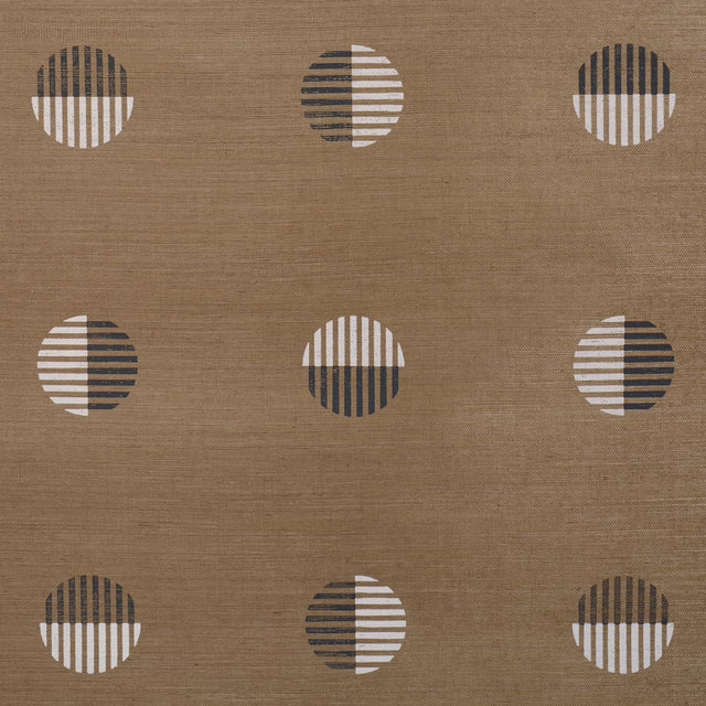 Schumacher Ando Hand Blocked Sisal Ivory & Charcoal On Natural Wallpaper
