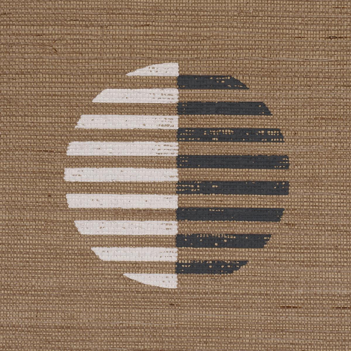 Schumacher Ando Hand Blocked Sisal Ivory & Charcoal On Natural Wallpaper