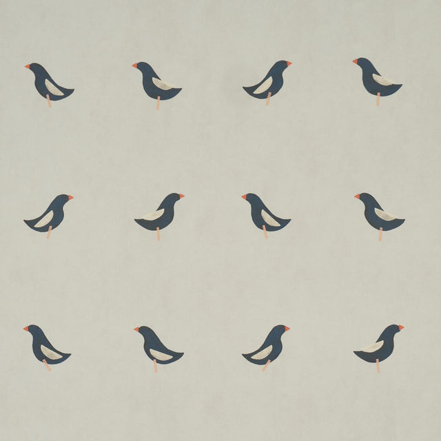 Schumacher Birds Print Black On Natural Wallpaper