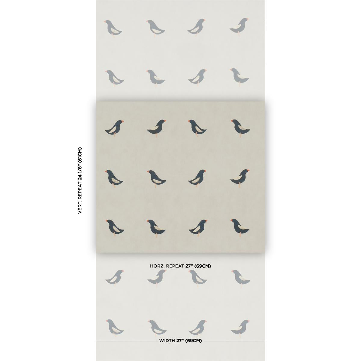 Schumacher Birds Print Black On Natural Wallpaper