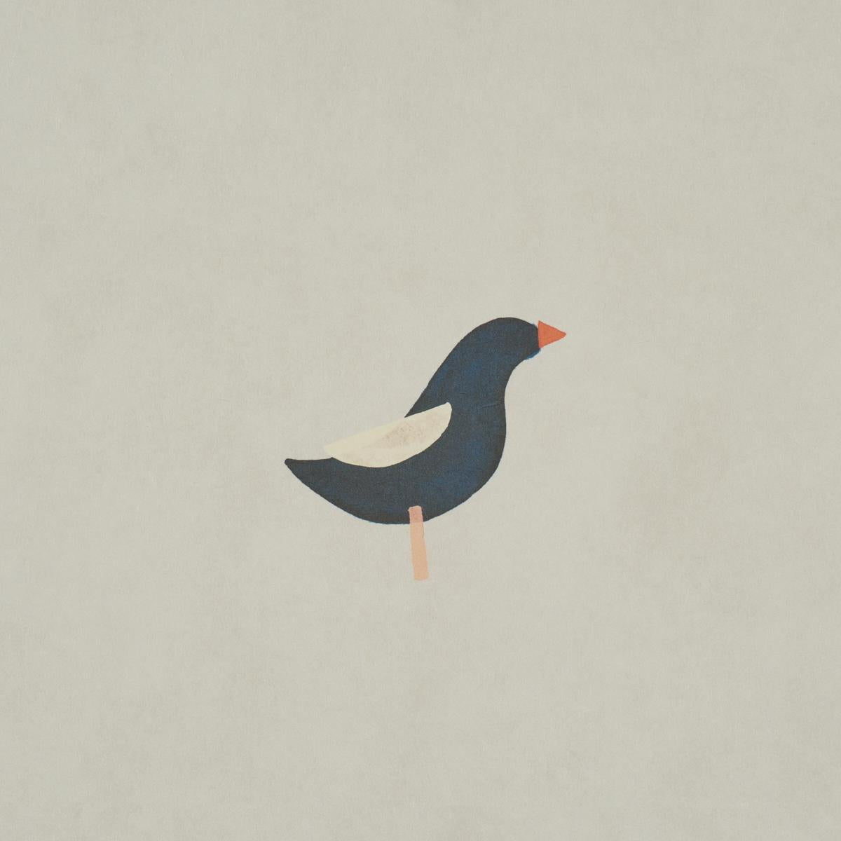 Schumacher Birds Print Black On Natural Wallpaper