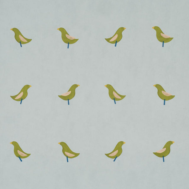 Schumacher Birds Print Green On Sky Wallpaper