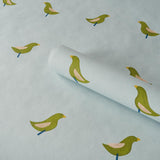Schumacher Birds Print Green On Sky Wallpaper