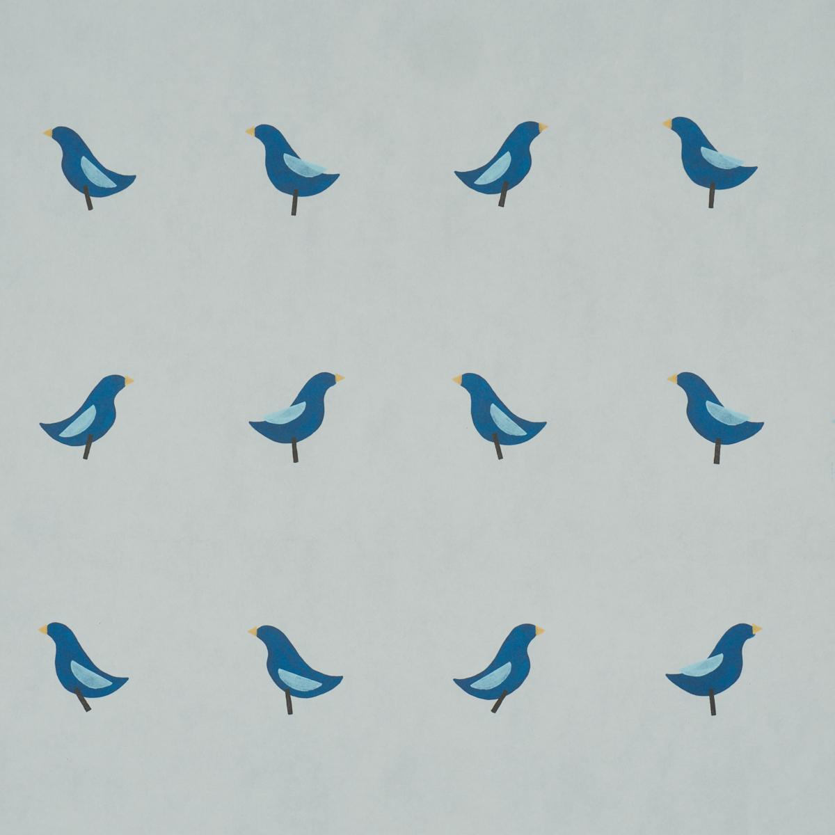 Schumacher Birds Print Navy On Sky Wallpaper