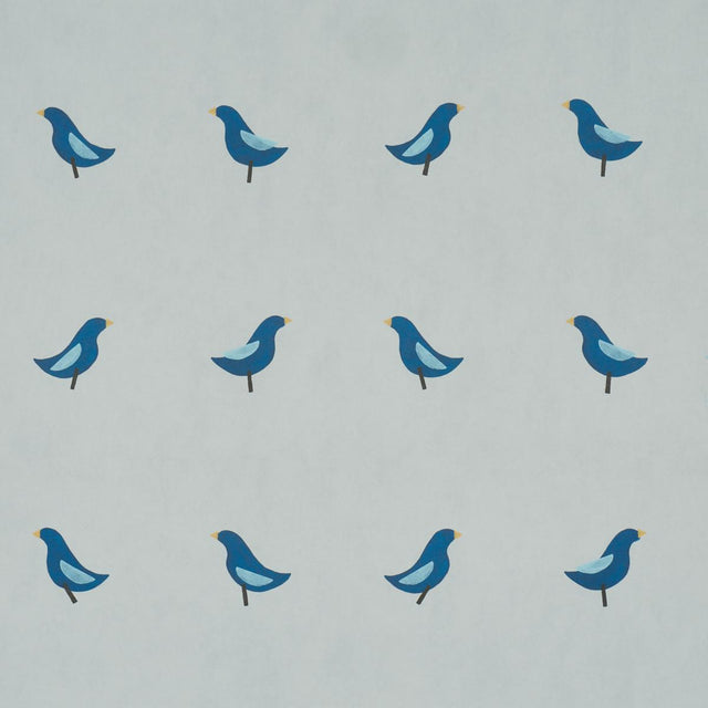 Schumacher Birds Print Navy On Sky Wallpaper