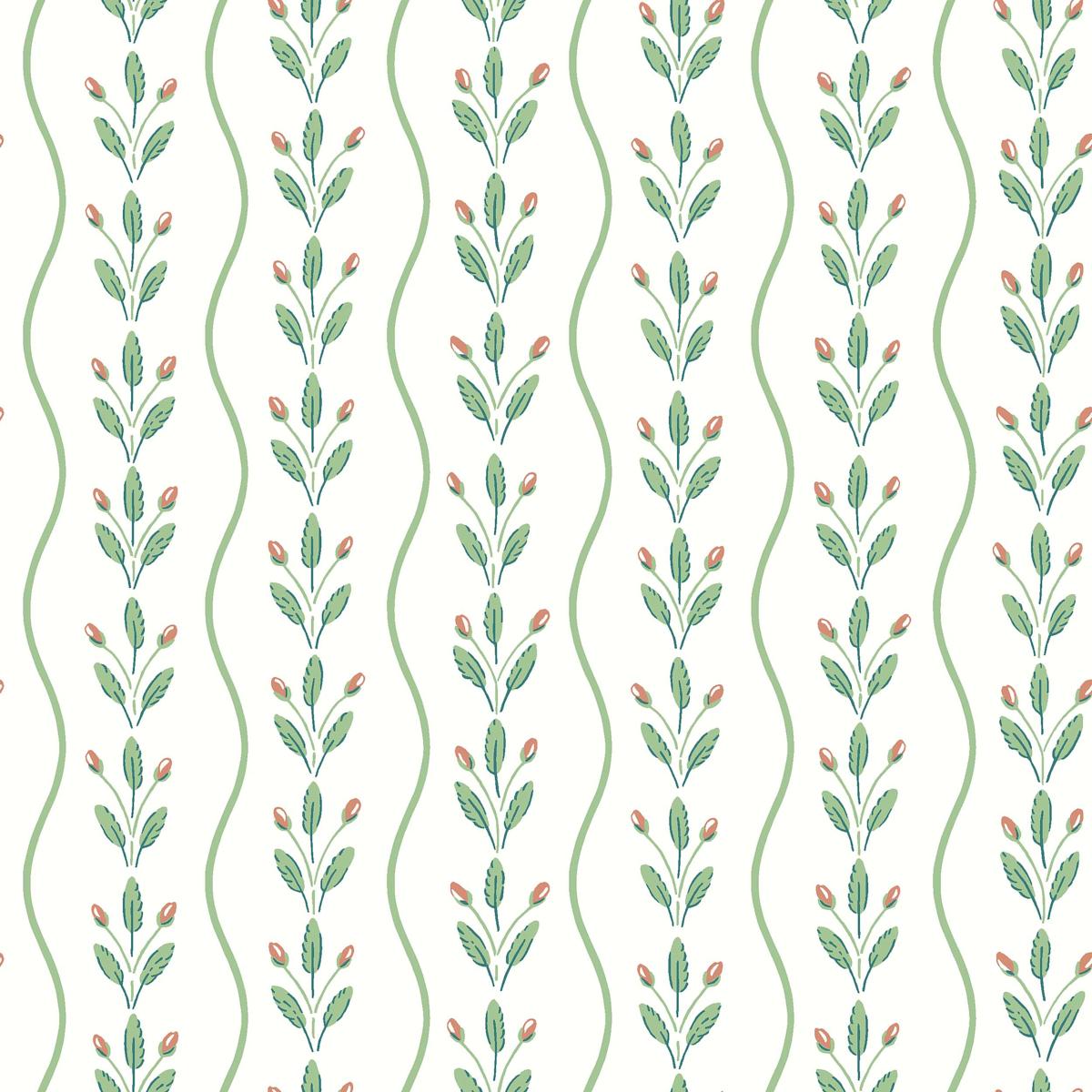 Schumacher Flower Buds Green Wallpaper