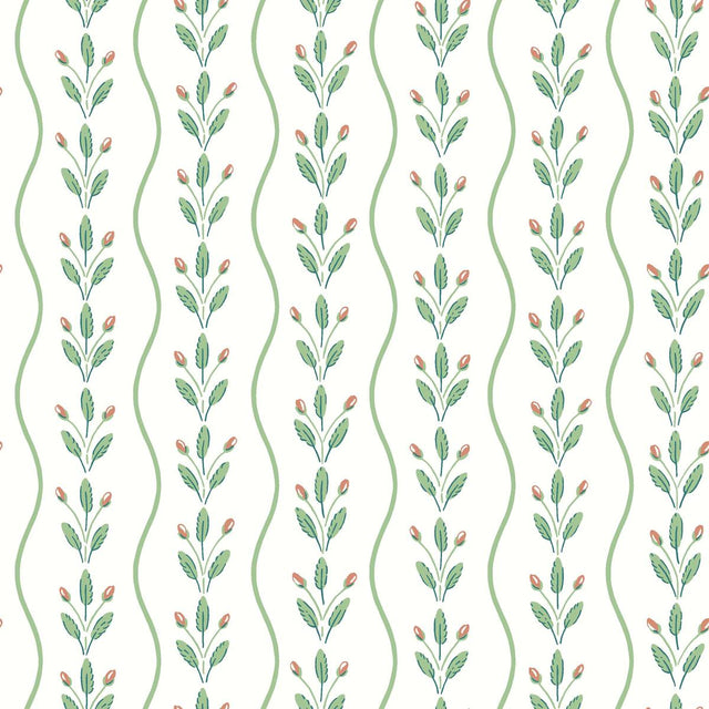 Schumacher Flower Buds Green Wallpaper