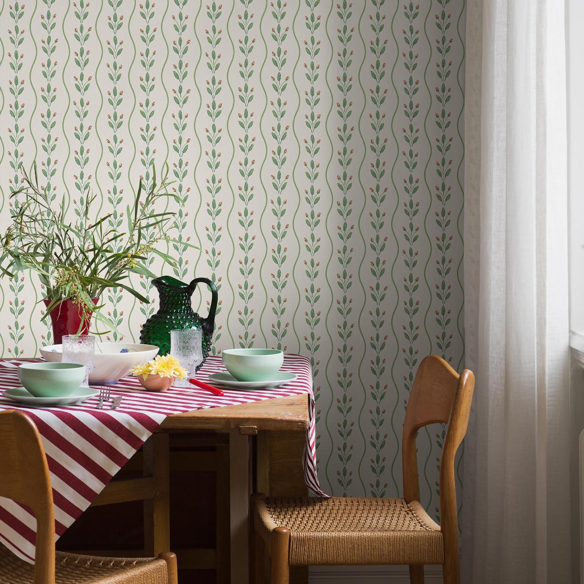 Schumacher Flower Buds Green Wallpaper