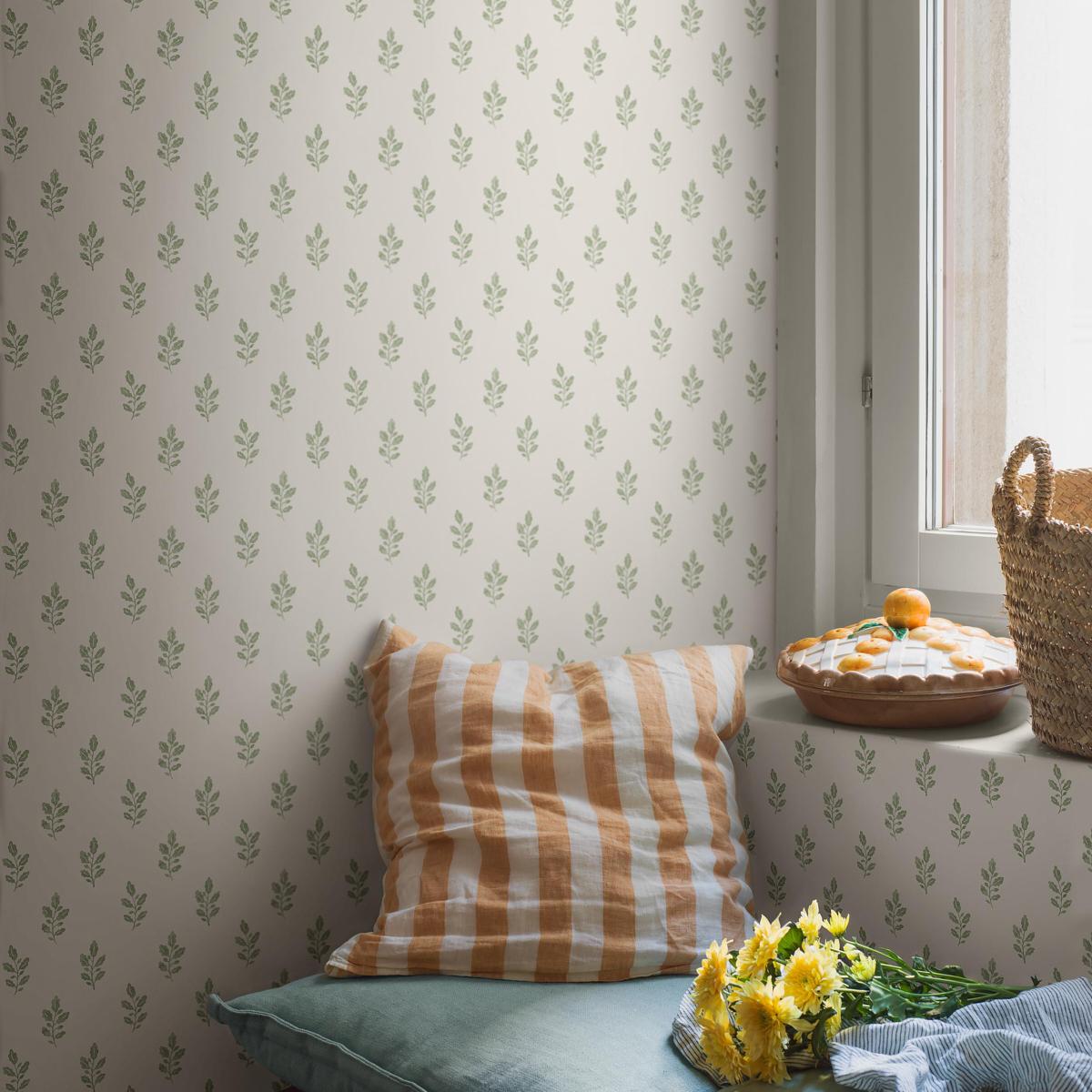 Schumacher Little Oak Green Wallpaper