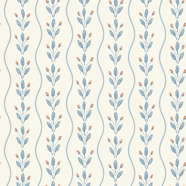 Schumacher Flower Buds Blue Wallpaper