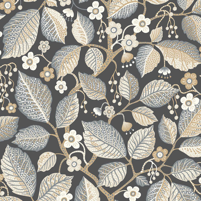 Schumacher Elm Tree Charcoal And Neutral Wallpaper