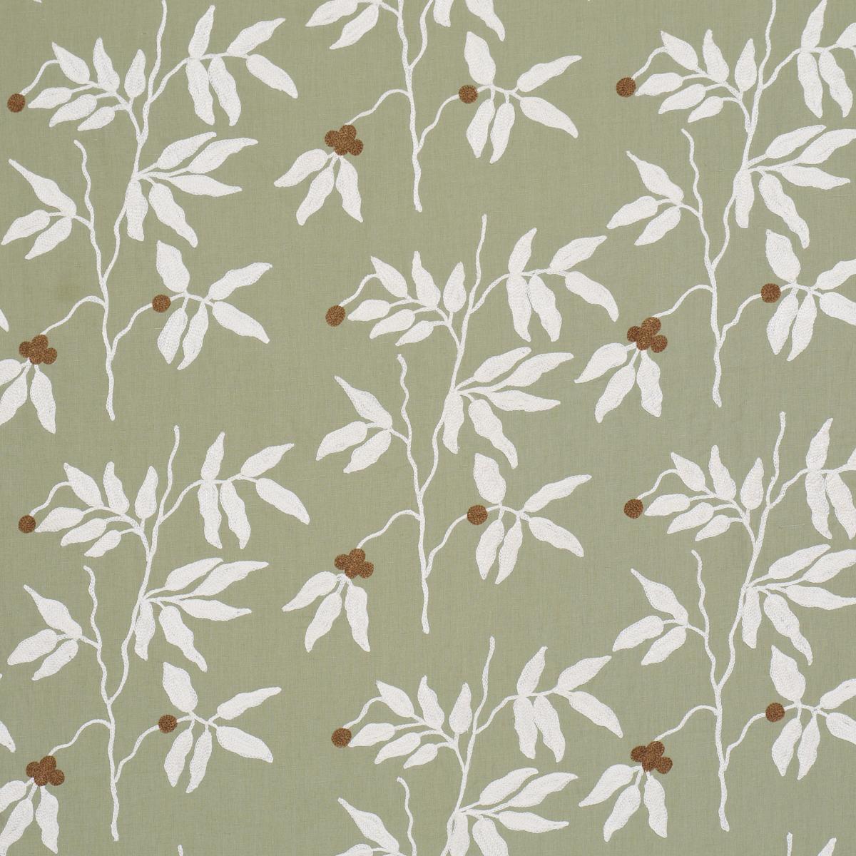 Schumacher Lilla Embroidery Olive Fabric