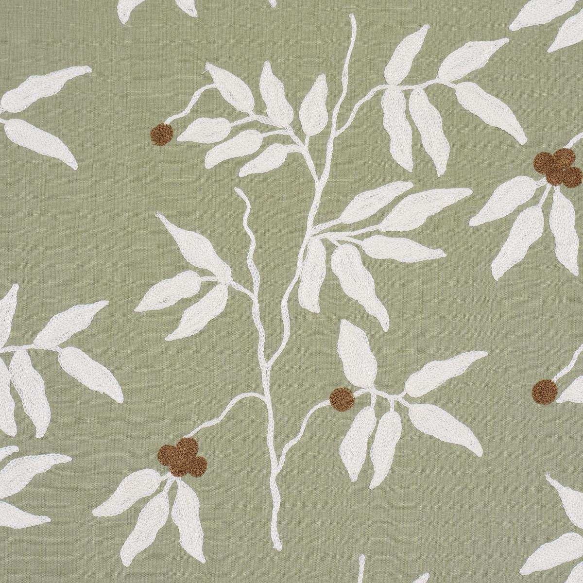 Schumacher Lilla Embroidery Olive Fabric