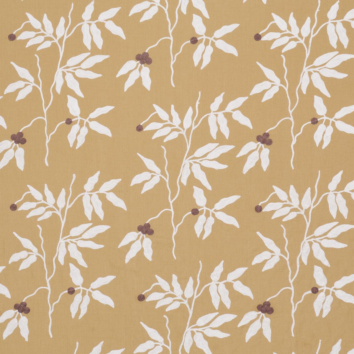 Schumacher Lilla Embroidery Ochre Fabric