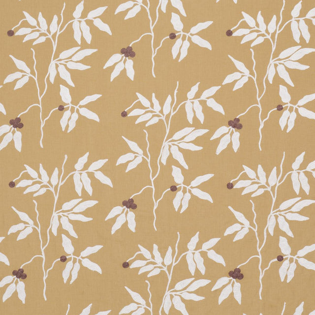 Schumacher Lilla Embroidery Ochre Fabric