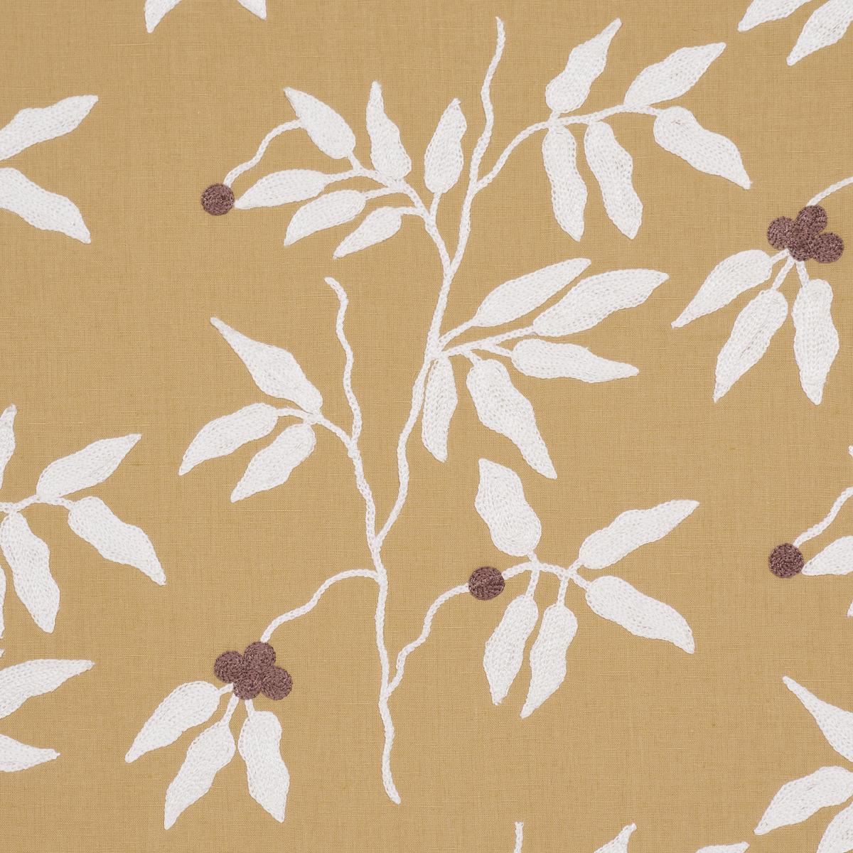 Schumacher Lilla Embroidery Ochre Fabric