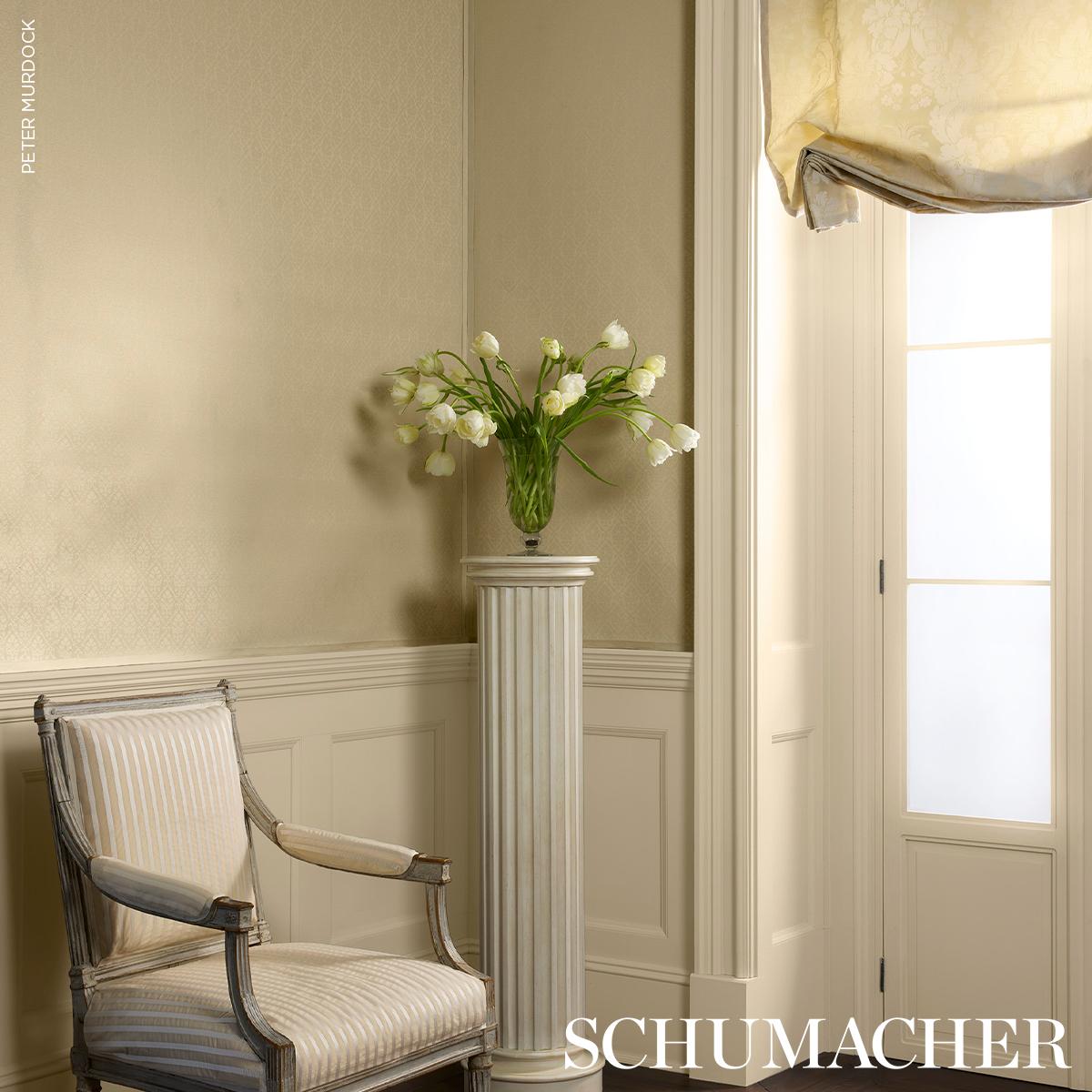 Schumacher Grant Damask Ivory Fabric