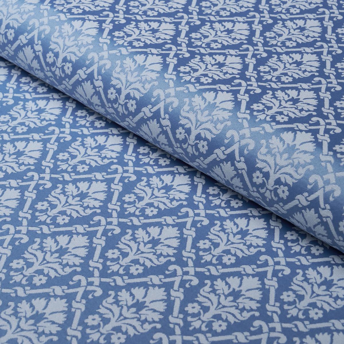 Schumacher Grant Damask Cobalt Fabric