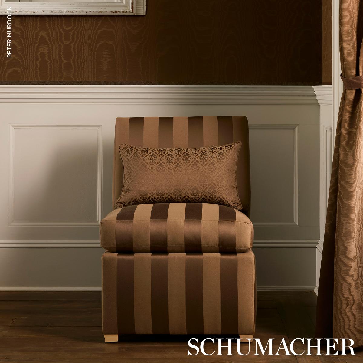 Schumacher Roosevelt Awning Stripe Brown Fabric