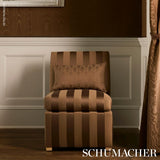 Schumacher Roosevelt Awning Stripe Brown Fabric