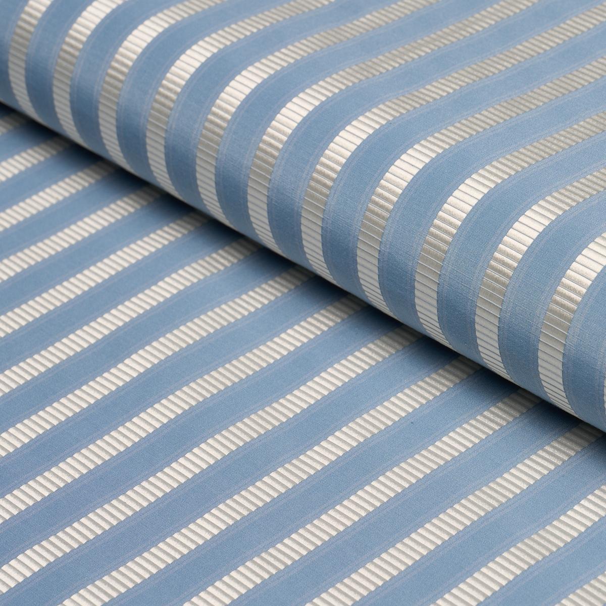 Schumacher Lincoln Small Stripe Blue Fabric