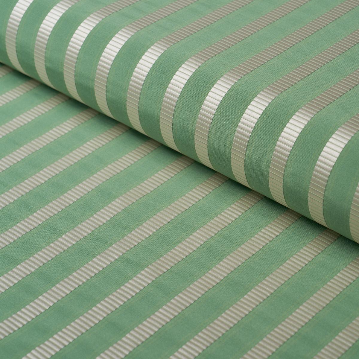 Schumacher Lincoln Small Stripe Green Fabric