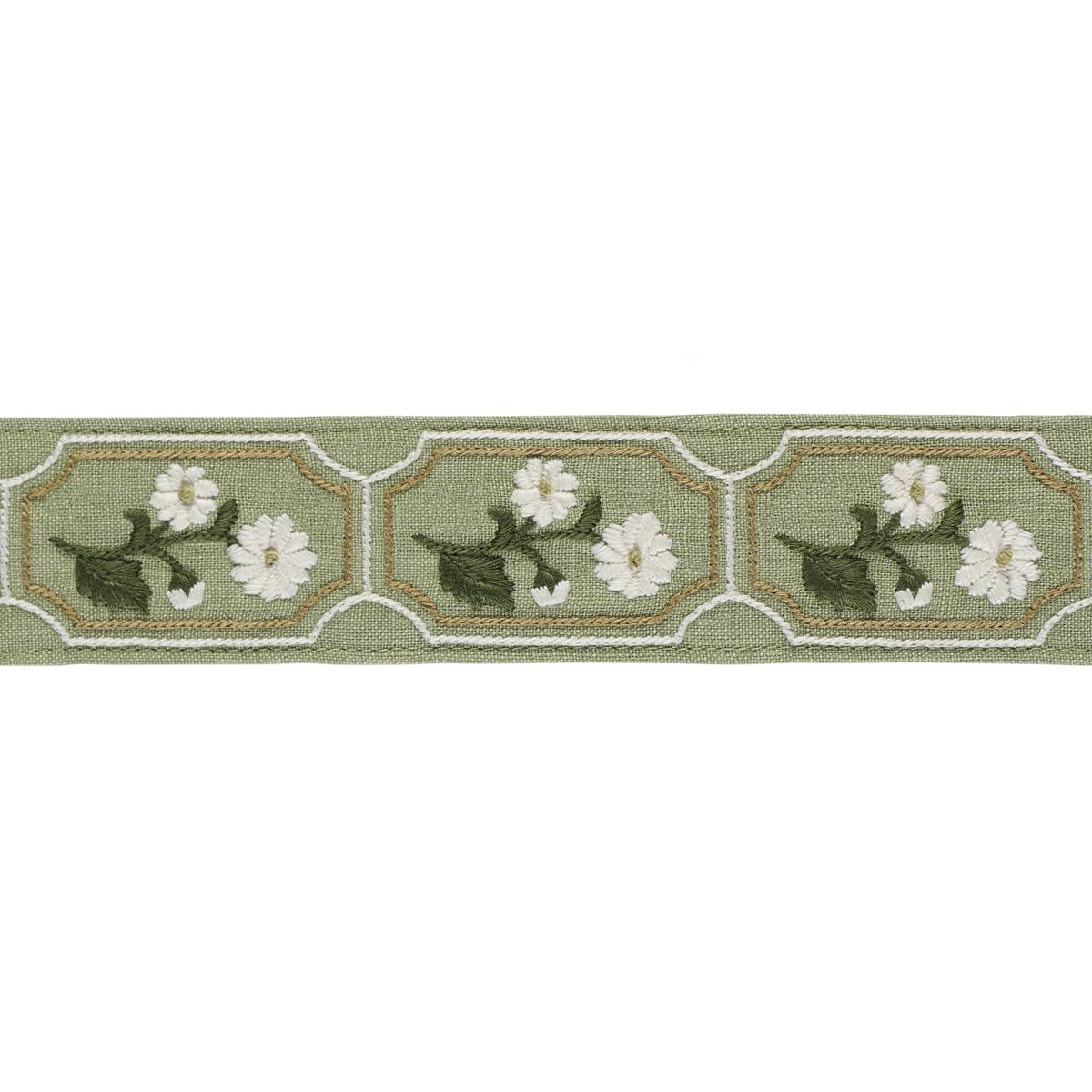 Schumacher Green Jolie Hand Embroidered Tape