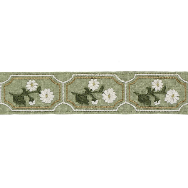 Schumacher Green Jolie Hand Embroidered Tape