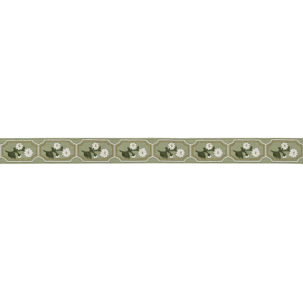 Schumacher Green Jolie Hand Embroidered Tape