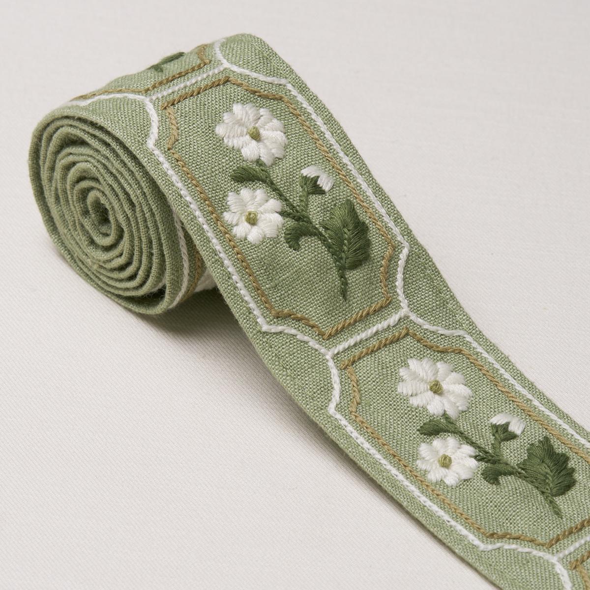 Schumacher Green Jolie Hand Embroidered Tape