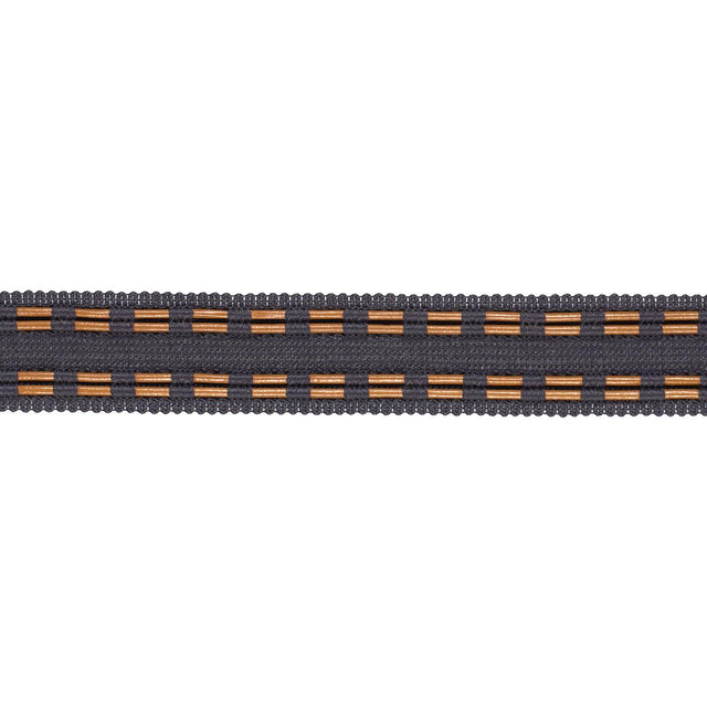 Schumacher Charcoal Leather Cord Tape