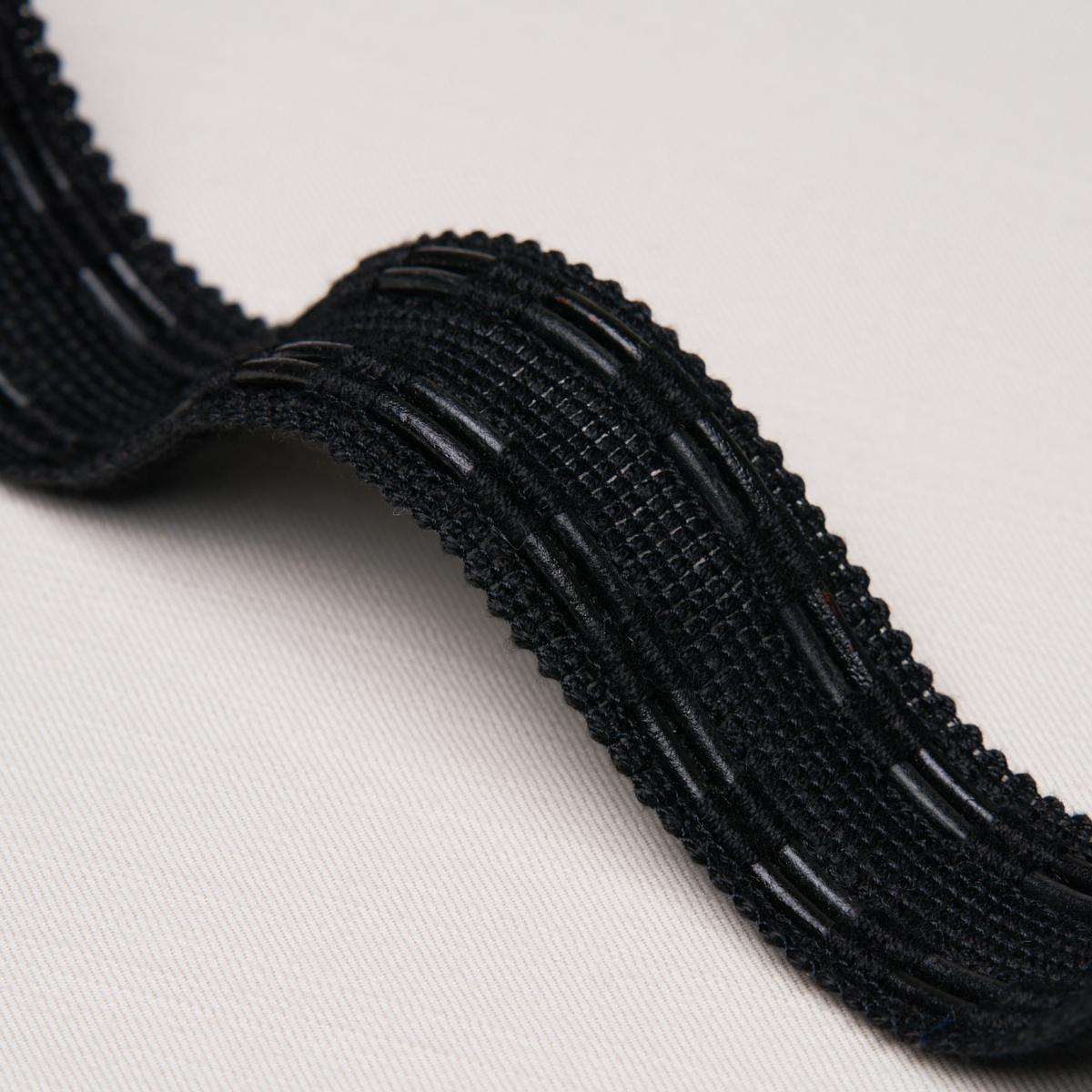 Schumacher Noir Leather Cord Tape