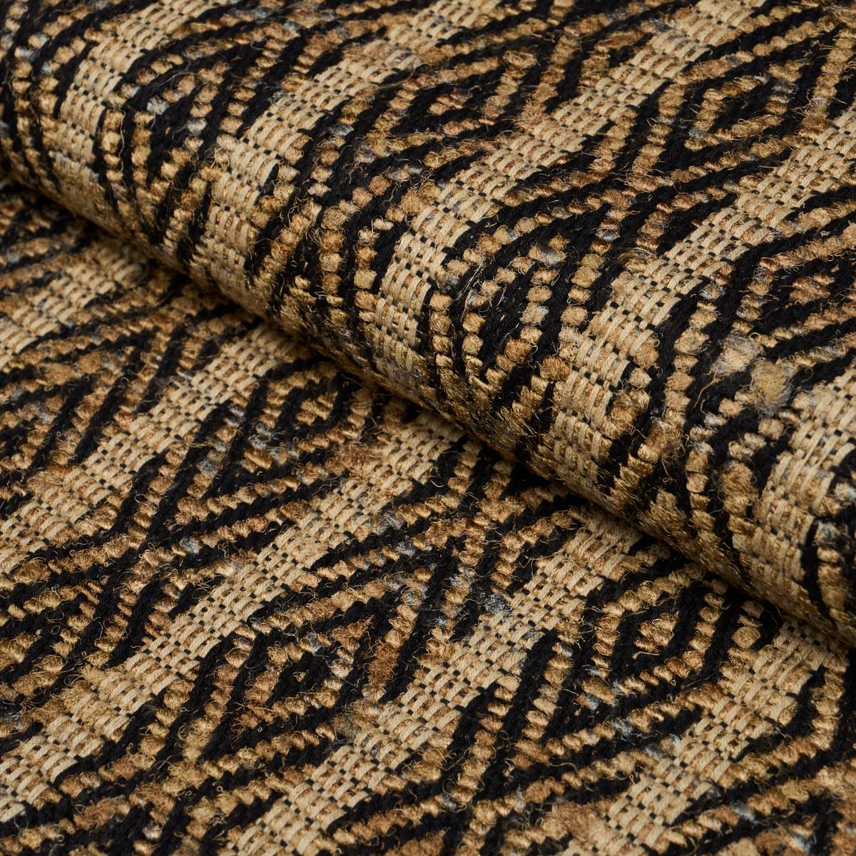 Schumacher Kyara Handwoven Brown & Black Fabric