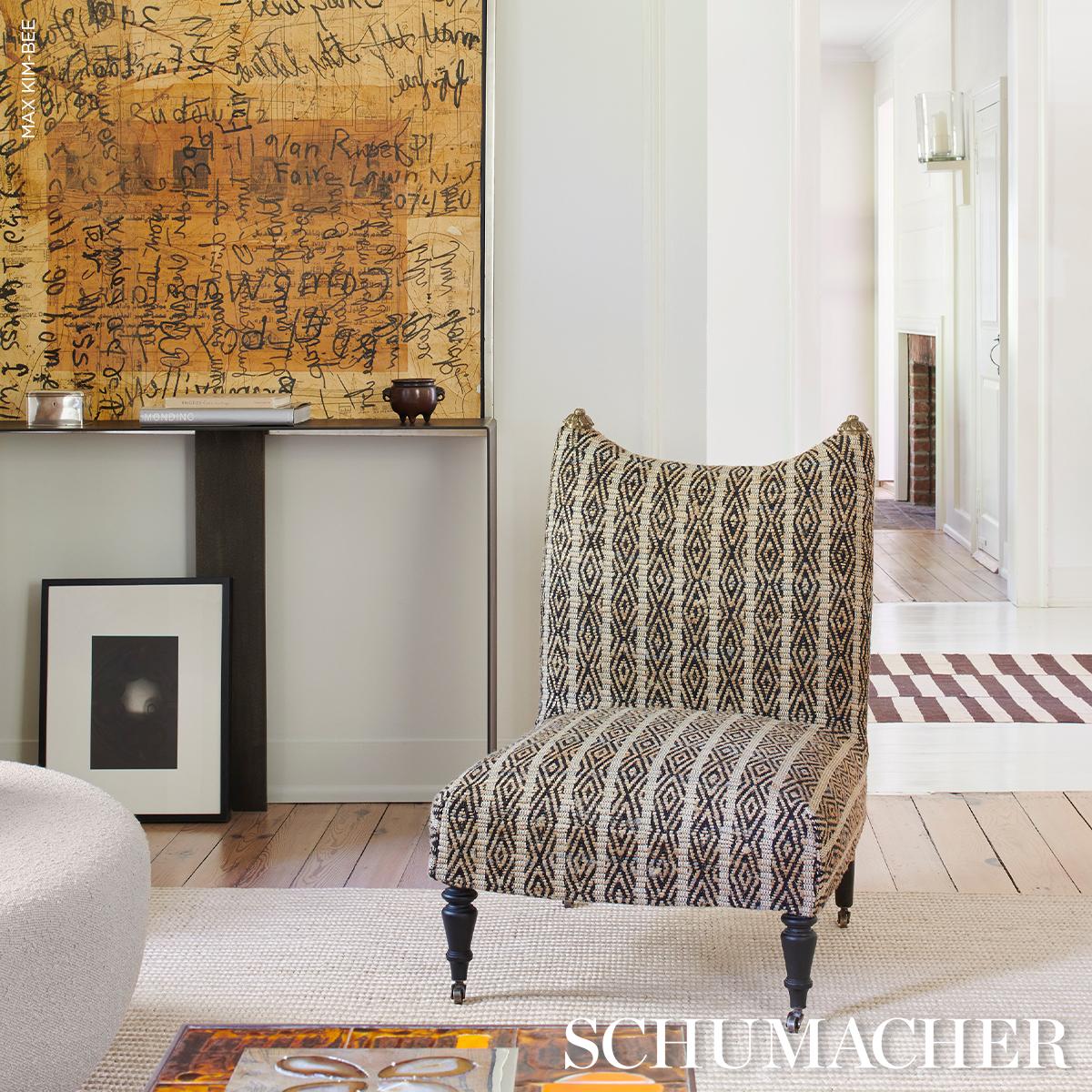 Schumacher Kyara Handwoven Brown & Black Fabric