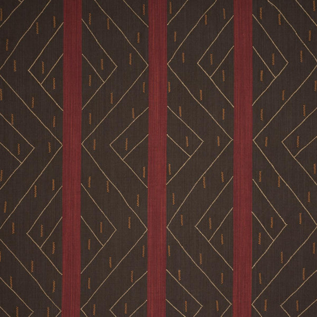 Schumacher Kapanga Embroidery Brown Fabric
