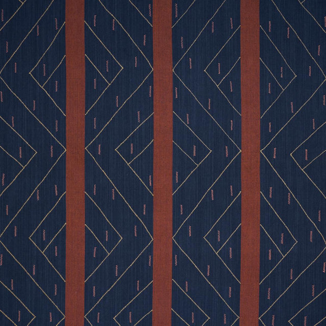 Schumacher Kapanga Embroidery Indigo Fabric