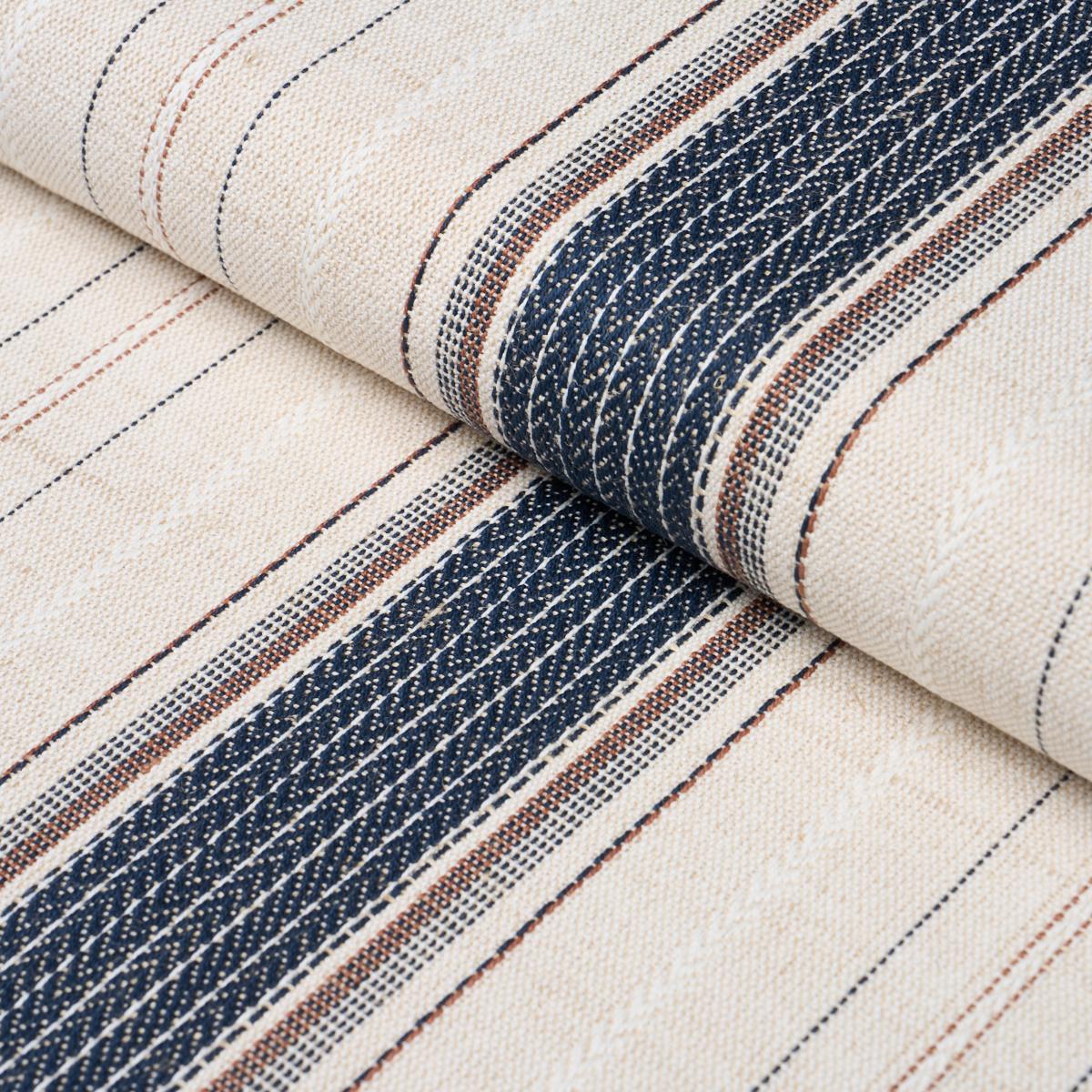 Schumacher Idris Stripe Indigo Fabric
