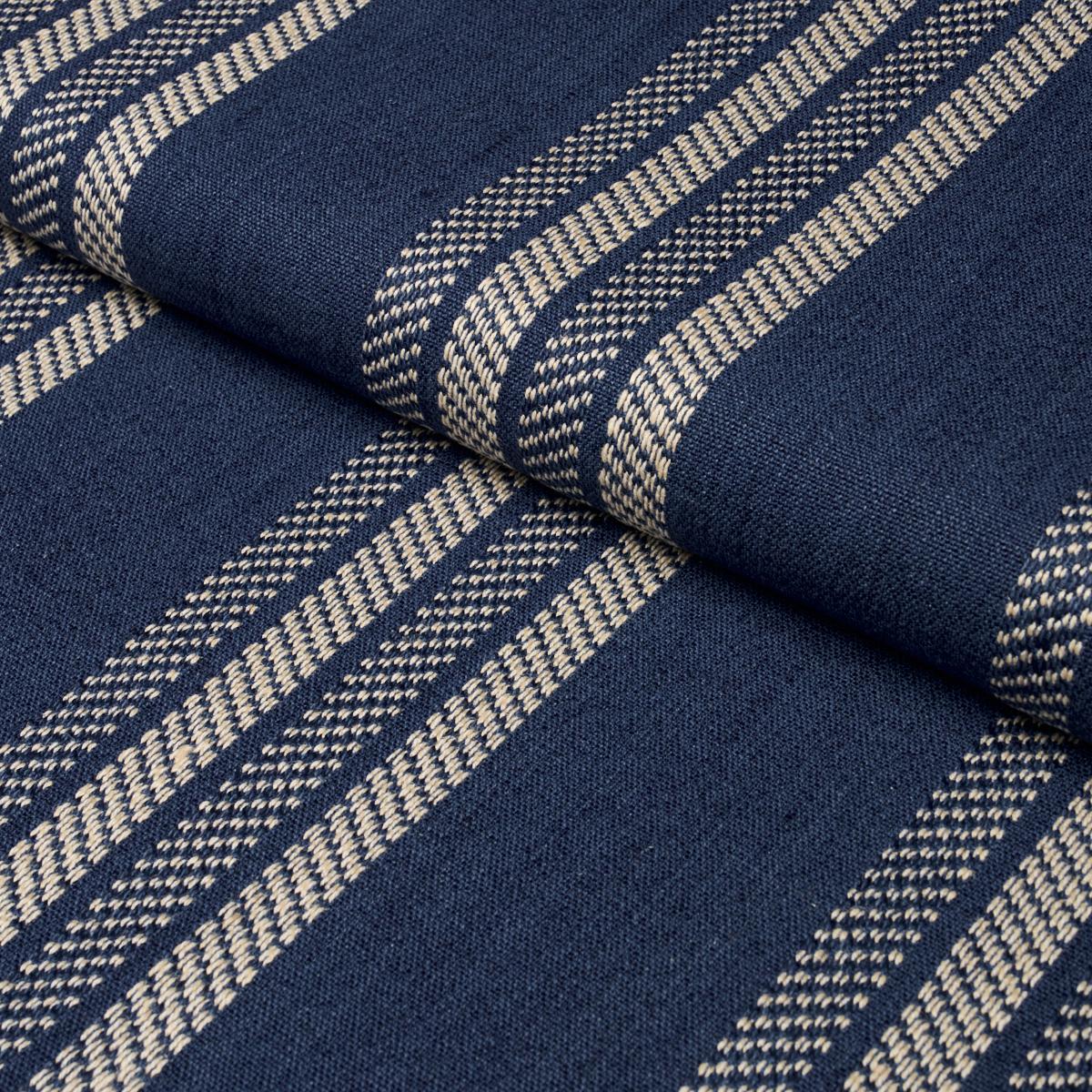 Schumacher Nor Stripe Indigo Fabric