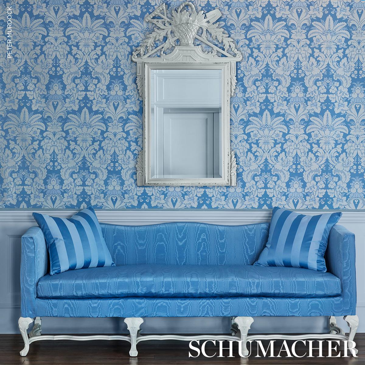 Schumacher Washington Moiré Cobalt Fabric