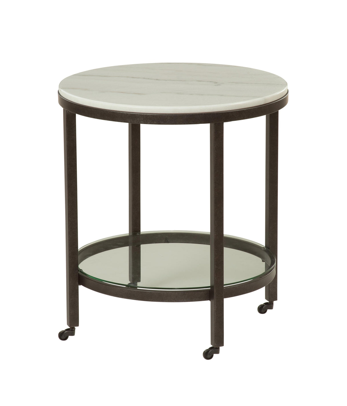 Bassett White Whitman Round End Table