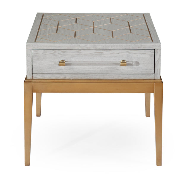 Bassett Gray Perrine Wood Rectangular End Table