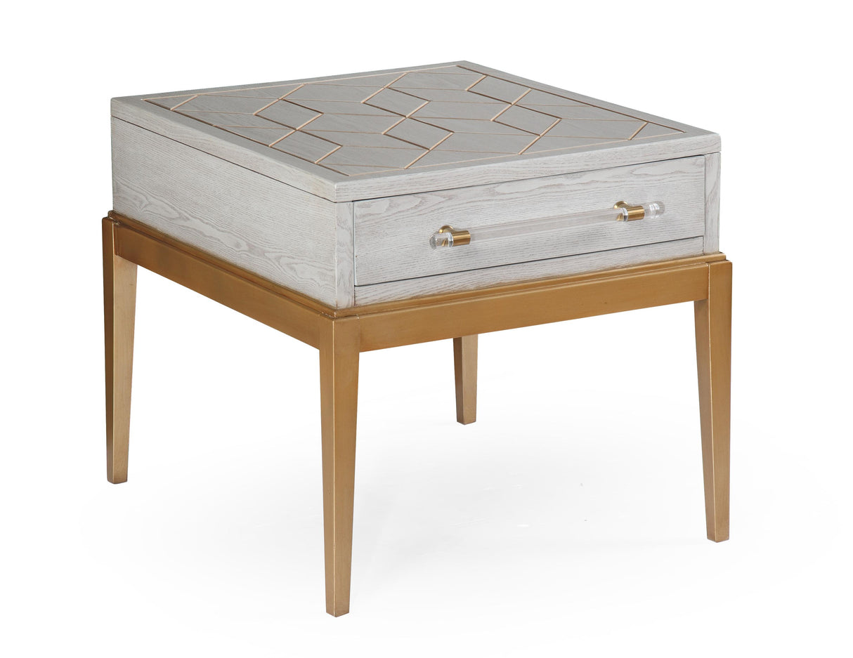 Bassett Gray Perrine Wood Rectangular End Table