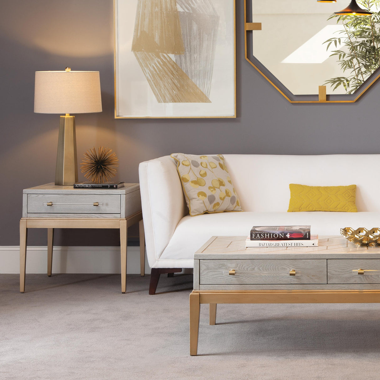 Bassett Gray Perrine Wood Rectangular End Table