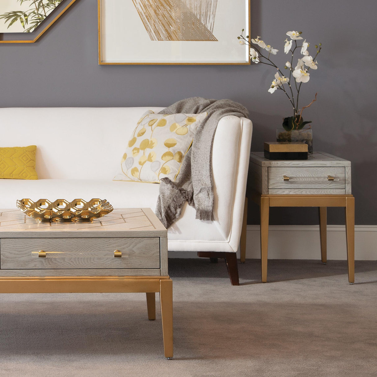 Bassett Gray Perrine Wood Console Table