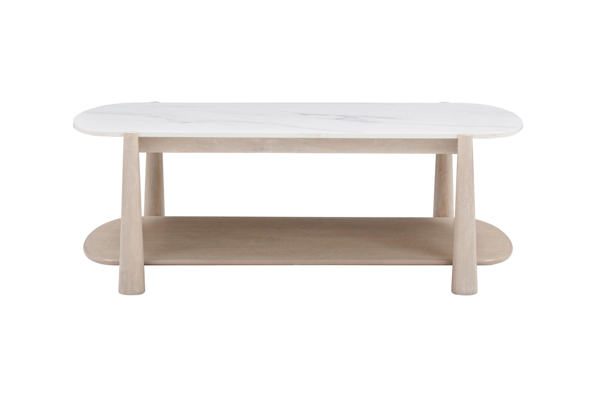 Bassett White Oak & White Marble Horizons Cocktail Table