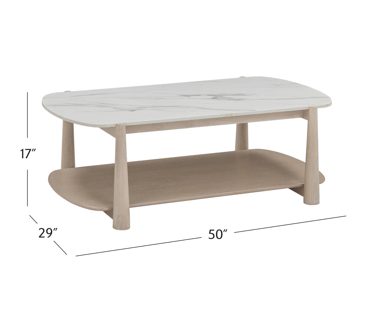 Bassett White Oak & White Marble Horizons Cocktail Table