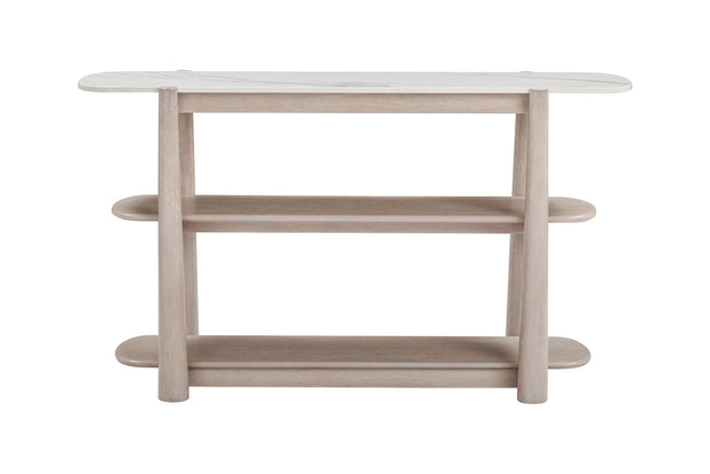 Bassett White Oak & White Marble Horizons Console Table