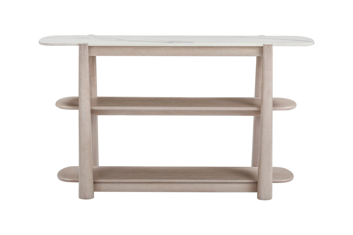 Bassett White Oak & White Marble Horizons Console Table