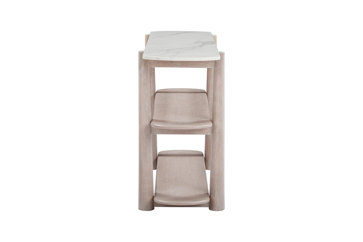 Bassett White Oak & White Marble Horizons Console Table
