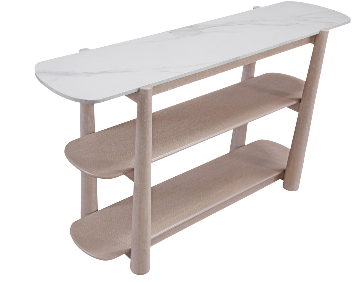 Bassett White Oak & White Marble Horizons Console Table